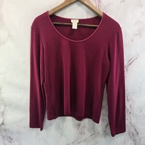 J Jill Shirt Womens Small P Petite True Red Long Sleeve Pullover Scoop Neck